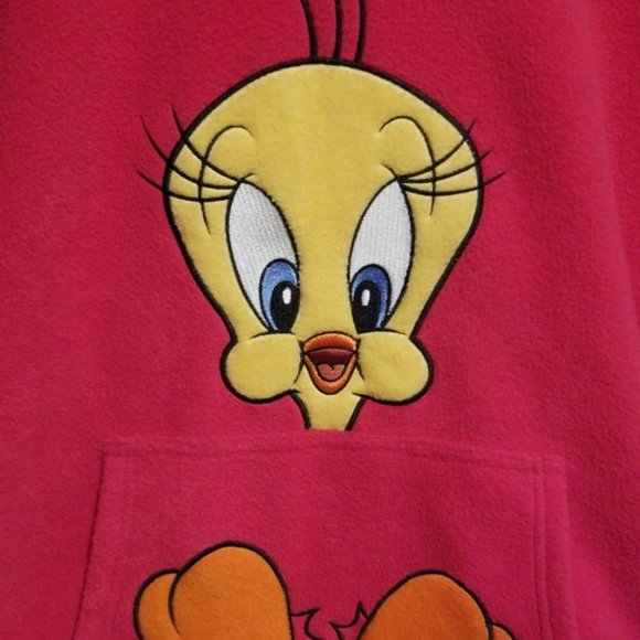 Warner Bros Tweety Bird Women's Pink Hoodie Size XL 100% Polyester - Picture 2 of 5